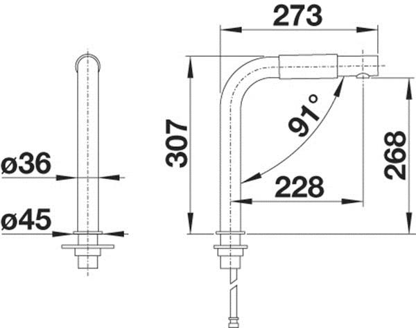 Смеситель для кухни на два отверстия из нержавеющей стали Blanco saga 1519446 Santreyd - Вид №4