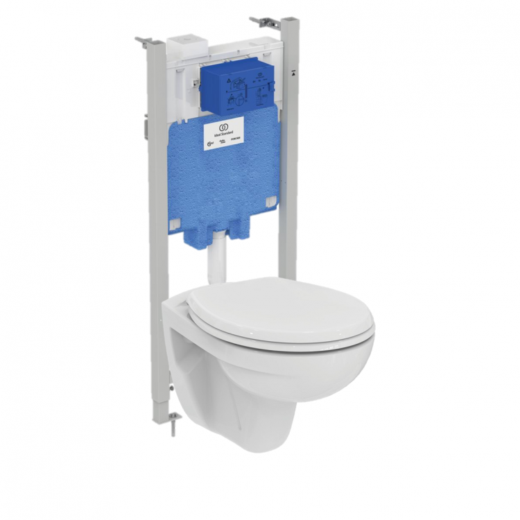 RE881202 3 в 1 Промо-комплект 2,0 с унитазом EUROVIT Rimless K881201 с крышкой с функцией плавного закрытия E131801 и инсталляцией PROSYS 2,0 R046367 Ideal Standard 