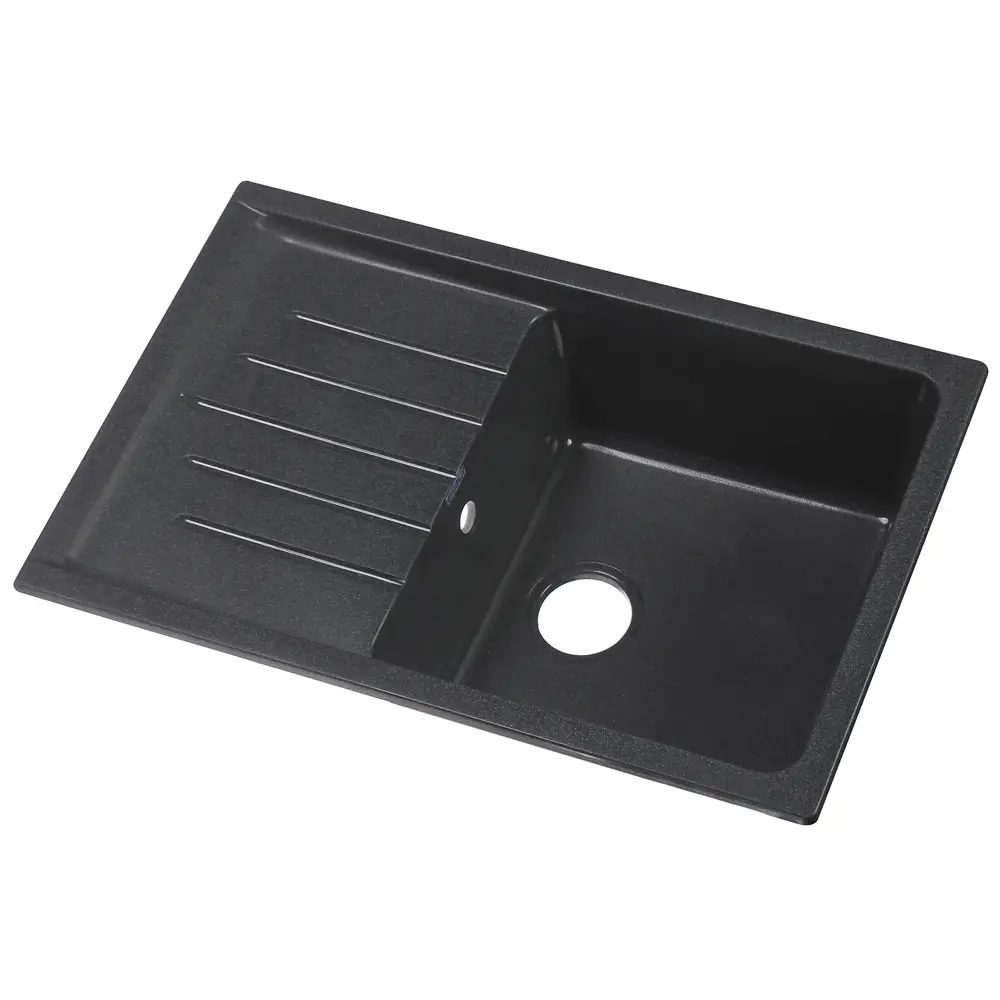 Мойка кухонная врезная ЭКО-М М-09 из мрамора в стиле бетон 76×50 см 81968252 STLM-0016015 - Вид №2