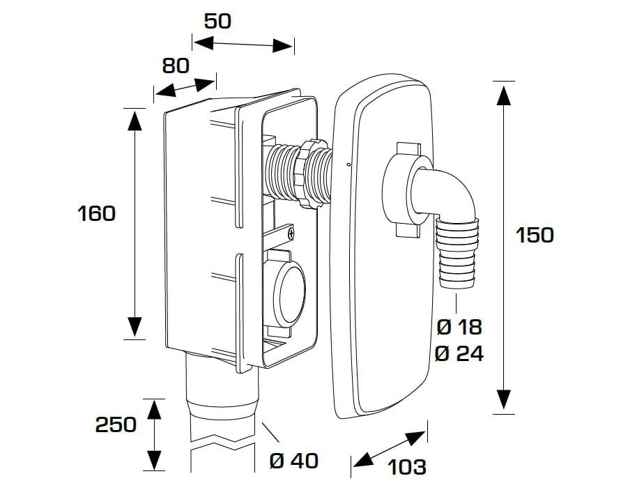 Сифон для стиральной машины или посудомоечной машины Bonomini Compact ARCH-00140703 - Вид №3