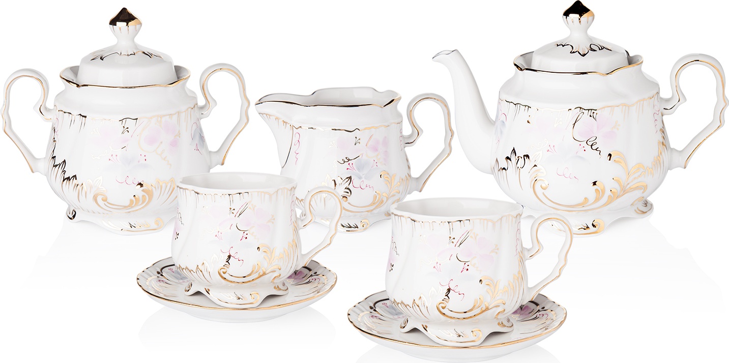 10621572 Промыслы Вербилок Сервиз чайный 6/15 "Кузнецовский" "Весенний Версаль" Фарфор 