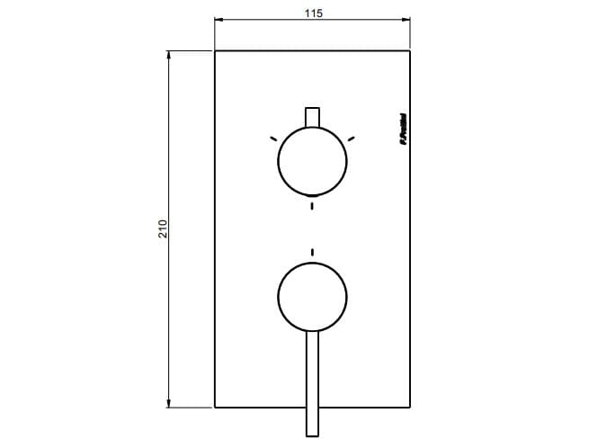 Смеситель для душа с 2 отверстиями и переключателем Rubinetterie Frattini Pepe XL 316 ARCH-00085764 - Вид №3