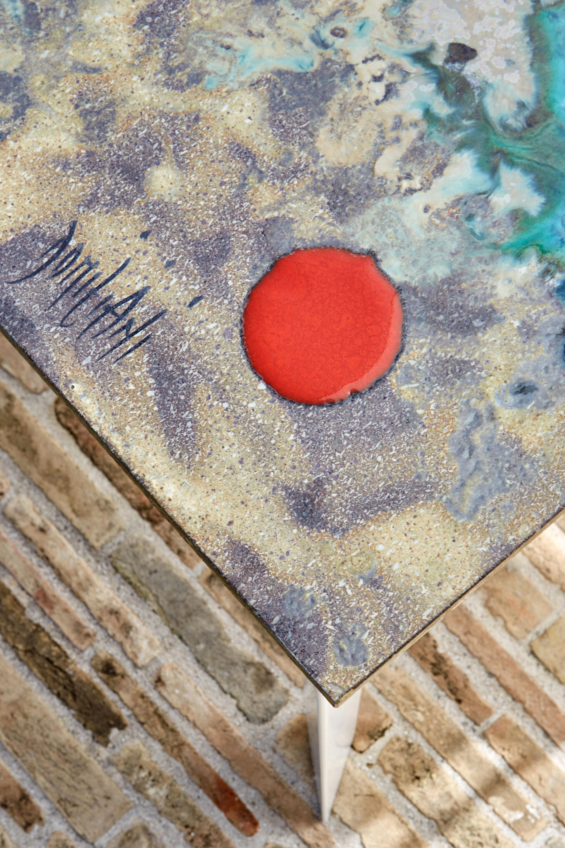 Выдвижной стол из майоликовой лавы и нержавеющей стали DOMIZIANI современный ARCH-00132487 - Вид №5