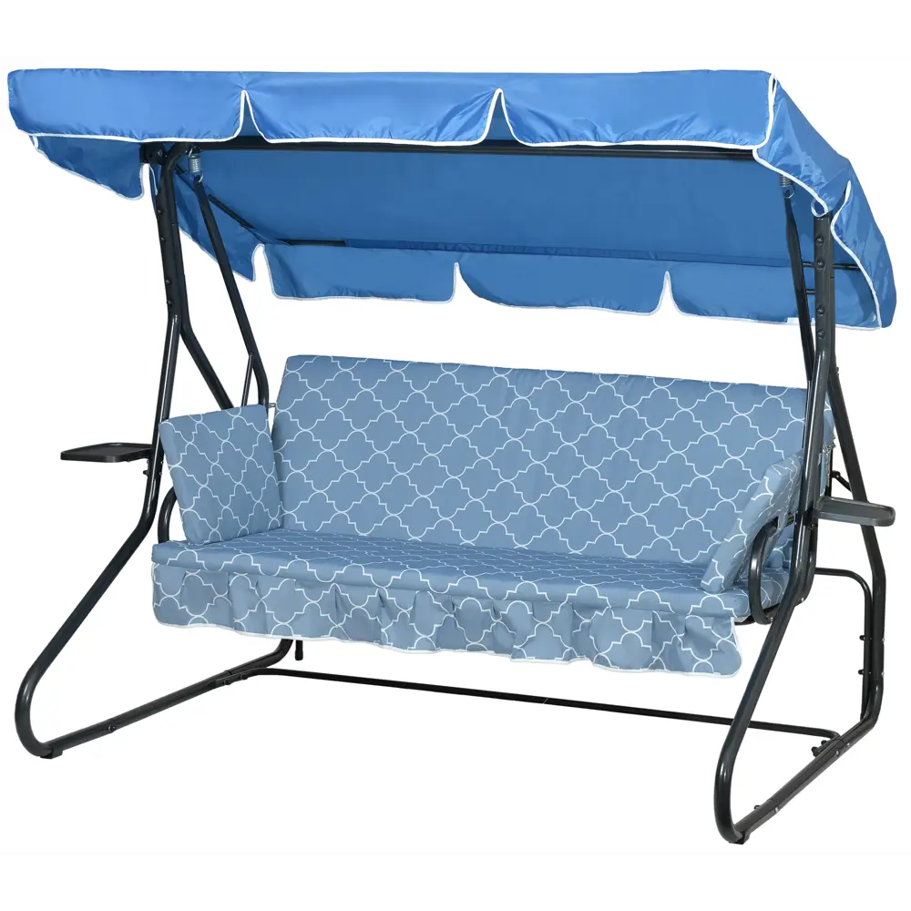 Качели садовые BEGINIA Losanna 2-х местные до 280 кг металл голубой STLM-2054043 - Вид №1