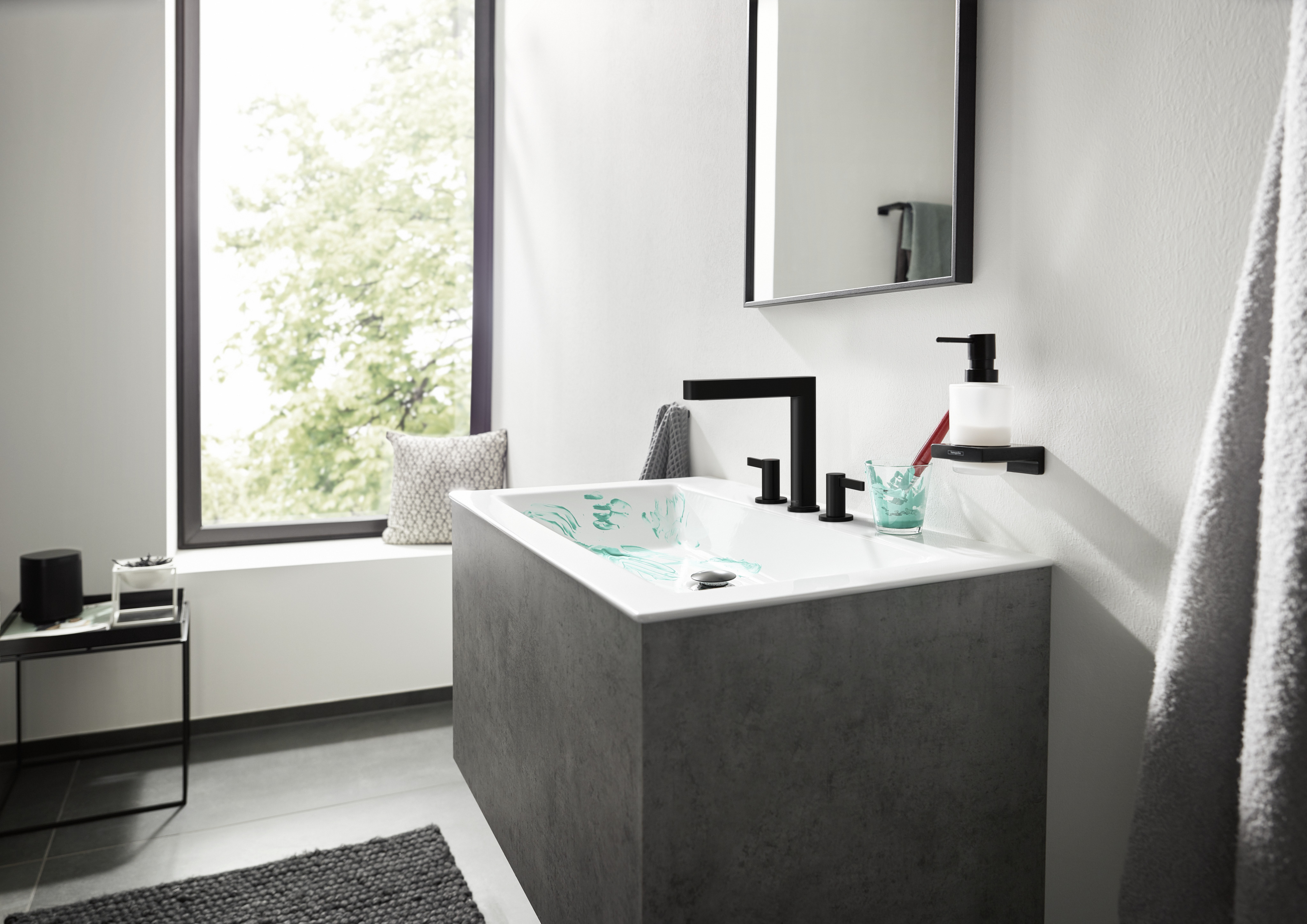 76034670 Finoris Смеситель для раковины на 3 отверстия 160 со сливным гарнитуром Hansgrohe  - Вид №3