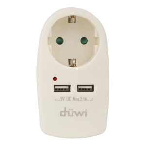 90862095 Разветвитель 1 розетка 2 USB с заземлением 16 A цвет слоновая кость STLM-0414066 DUWI