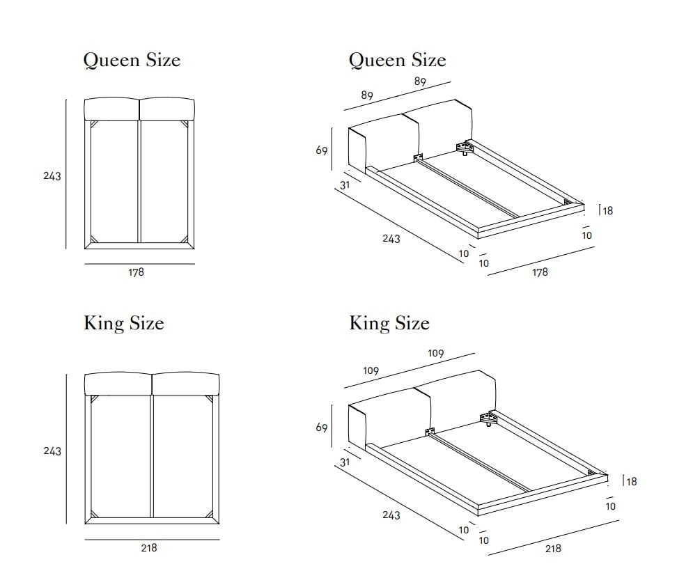 Двуспальная кровать с мягким изголовьем Living Divani Wall ARCH-00034519 - Вид №3