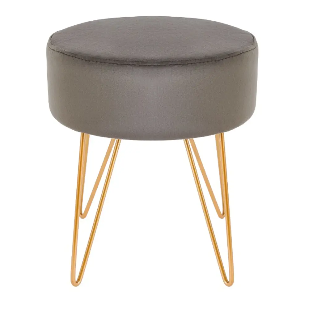 Santreyd Круглый бархатный пуф в серо-бежевых тонах 85667430 STLM-0065091