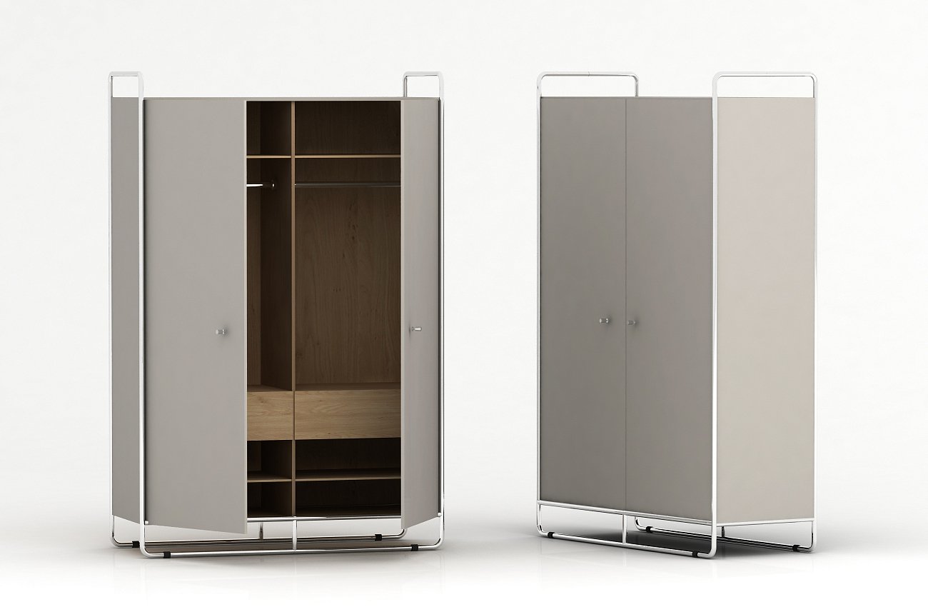Шкаф двухдверный на металлических ножках черный Bauhaus WOODI  00-3966113 Черный  - Вид №2