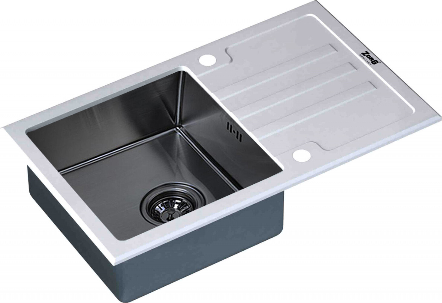 Мойка кухонная ZorG Inox Glass GL-7851-WHITE-GRAFIT из нержавеющей стали и стекла, графит/белый
