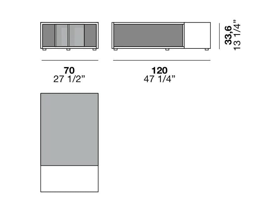 Деревянный прямоугольный журнальный столик с отсеком для хранения Alf DaFrè NORMAN ARCH-00064027 - Вид №3