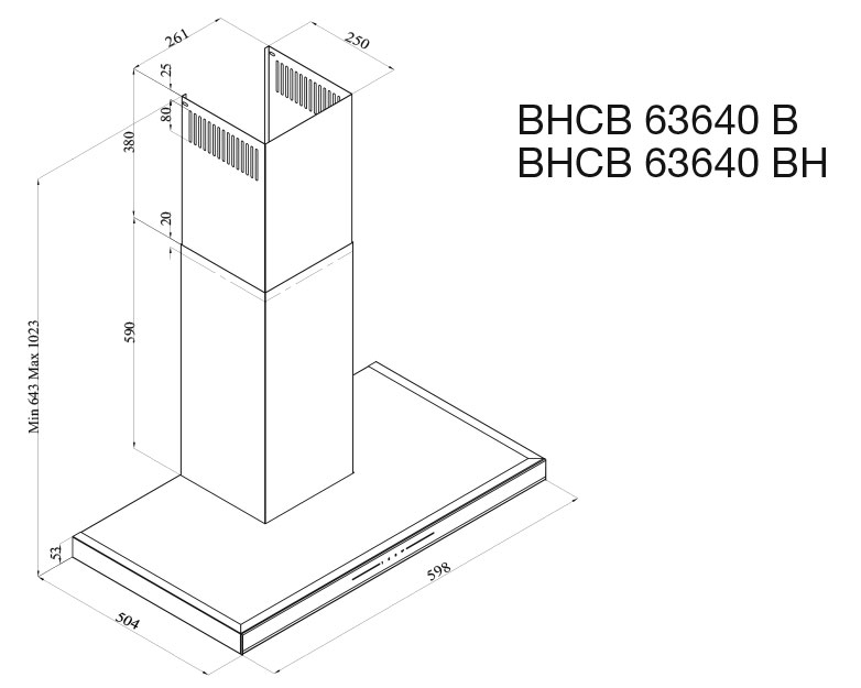 5323313 Вытяжка каминная Beko BHCB63640B черный/черный STDN-0097941 - Вид №10