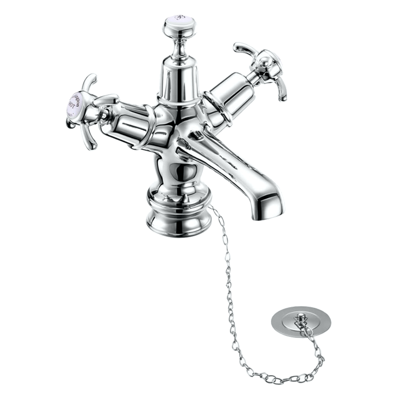 Burlington Смеситель для раковины Риджент, Англси, со сливом Plug & Chain с черным акцентом ANR5 BLA 