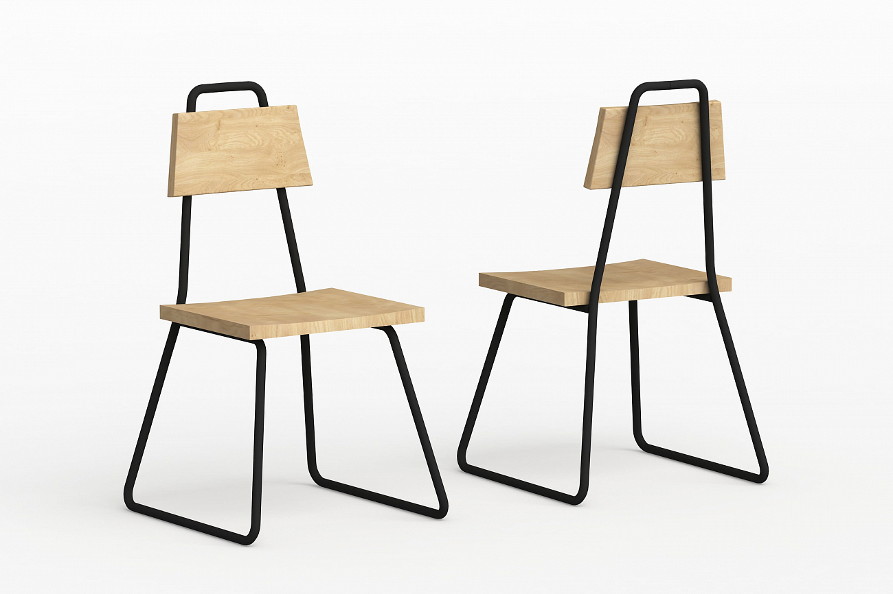 Стул с металлическими ножками и деревянным сиденьем синий Bauhaus WOODI  00-3966295 Синий  - Вид №1