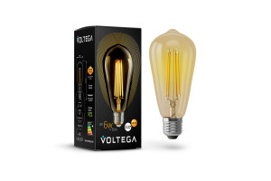 16183590 Светодиодная лампа Колба ST64 GOLD 6W Е27 2800К 5526 VOLTEGA