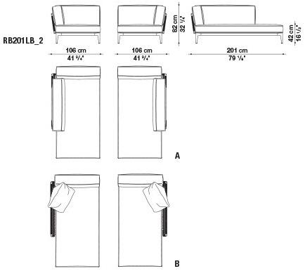 B&B Italia Outdoor Садовый диван из ткани с шезлонгом Ribes sun-id-1471587 - Вид №14