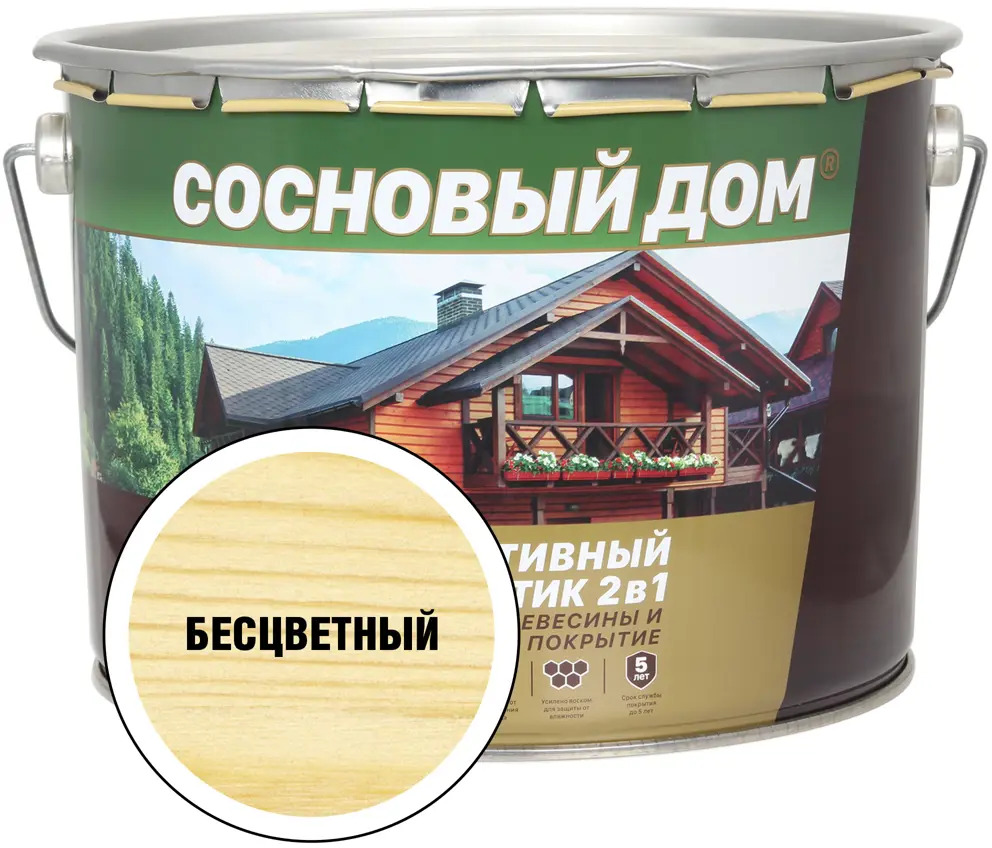 90998155 Защитный состав для древесины СОСНОВЫЙ ДОМ 29536 цвет бесцветный 9 л STLM-0857892