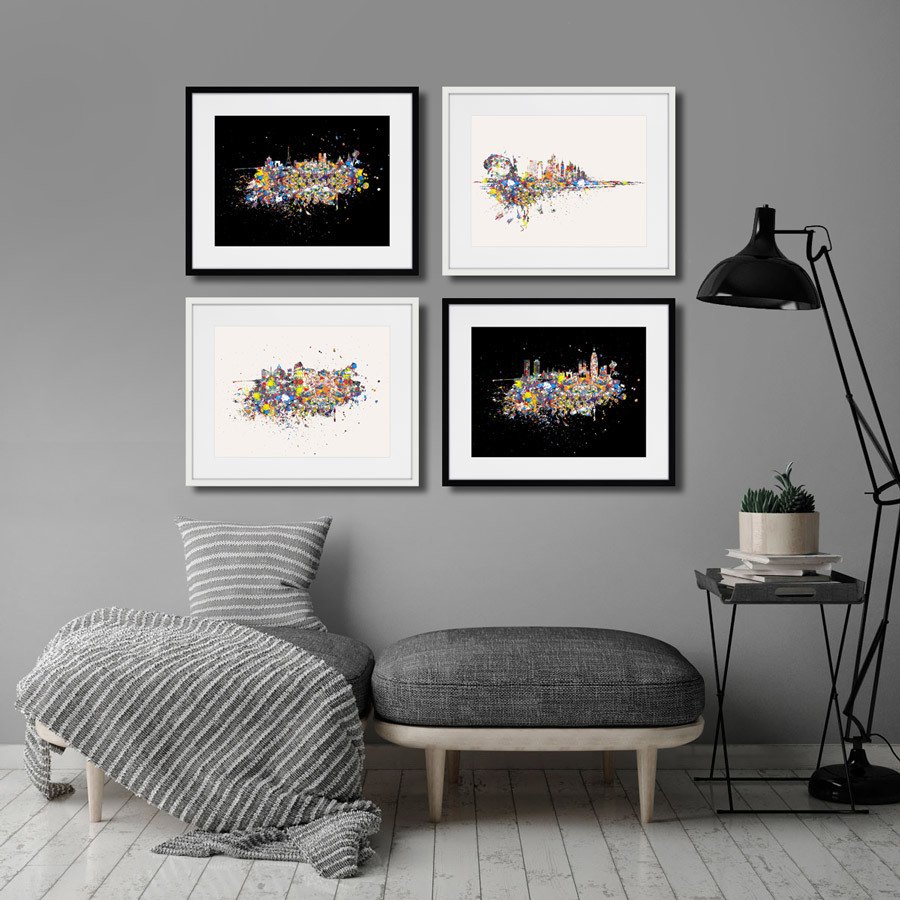 Картина в раме 52х42 см "Нью-Йорк, оптимистическая абстракция, 2016г." КАРТИНЫ В КВАРТИРУ  264555 Голубой;желтый;красный;разноцветный  - Вид №2