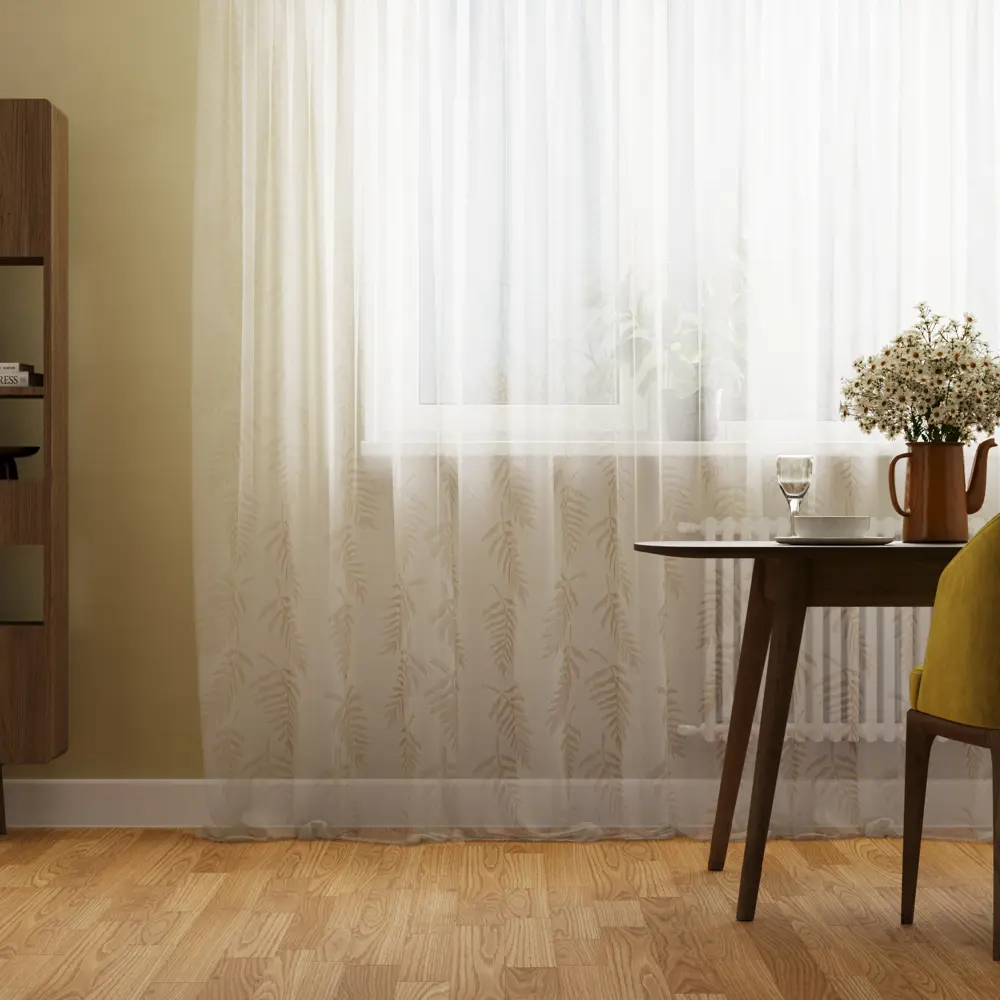 Тюль на ленте Inspire Maple 250x280 см цвет бело-коричневый 83562094 STLM-2081678 