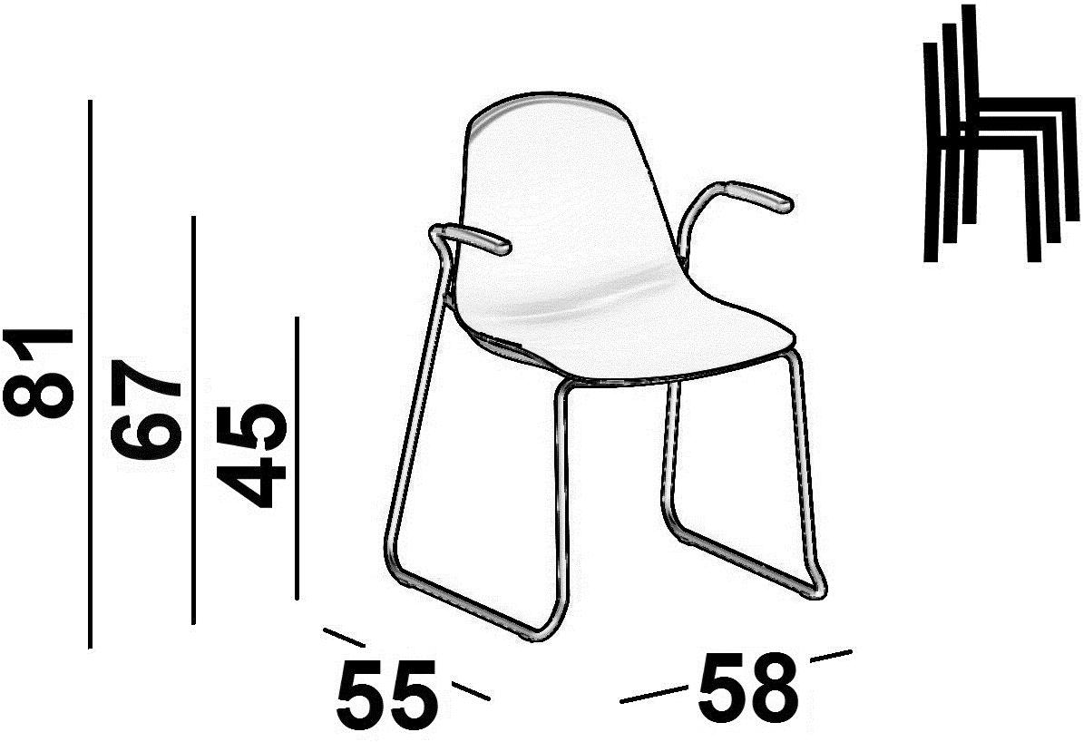 Luxy Штабелируемый стул на салазках из полипропилена с подлокотниками Epoca sun-id-1480129 - Вид №2