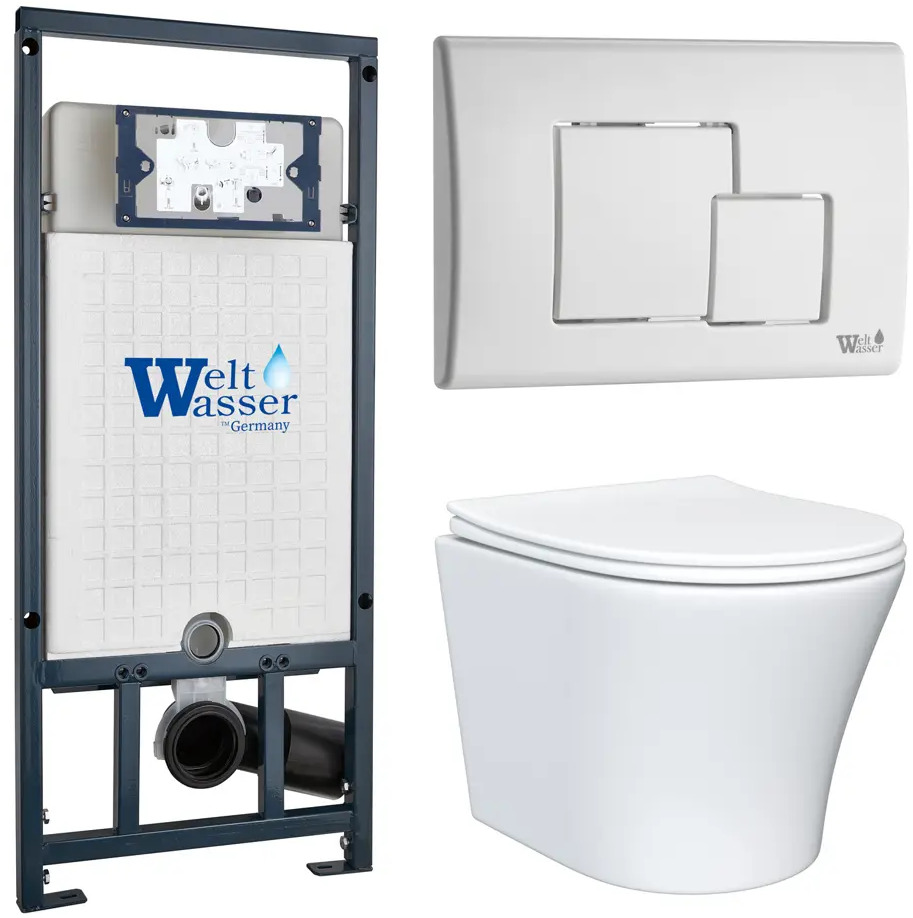 91639094 Комплект инсталляция с унитазом Weltwasser Mar JKS802507SGW цвет белый STLM-0982948