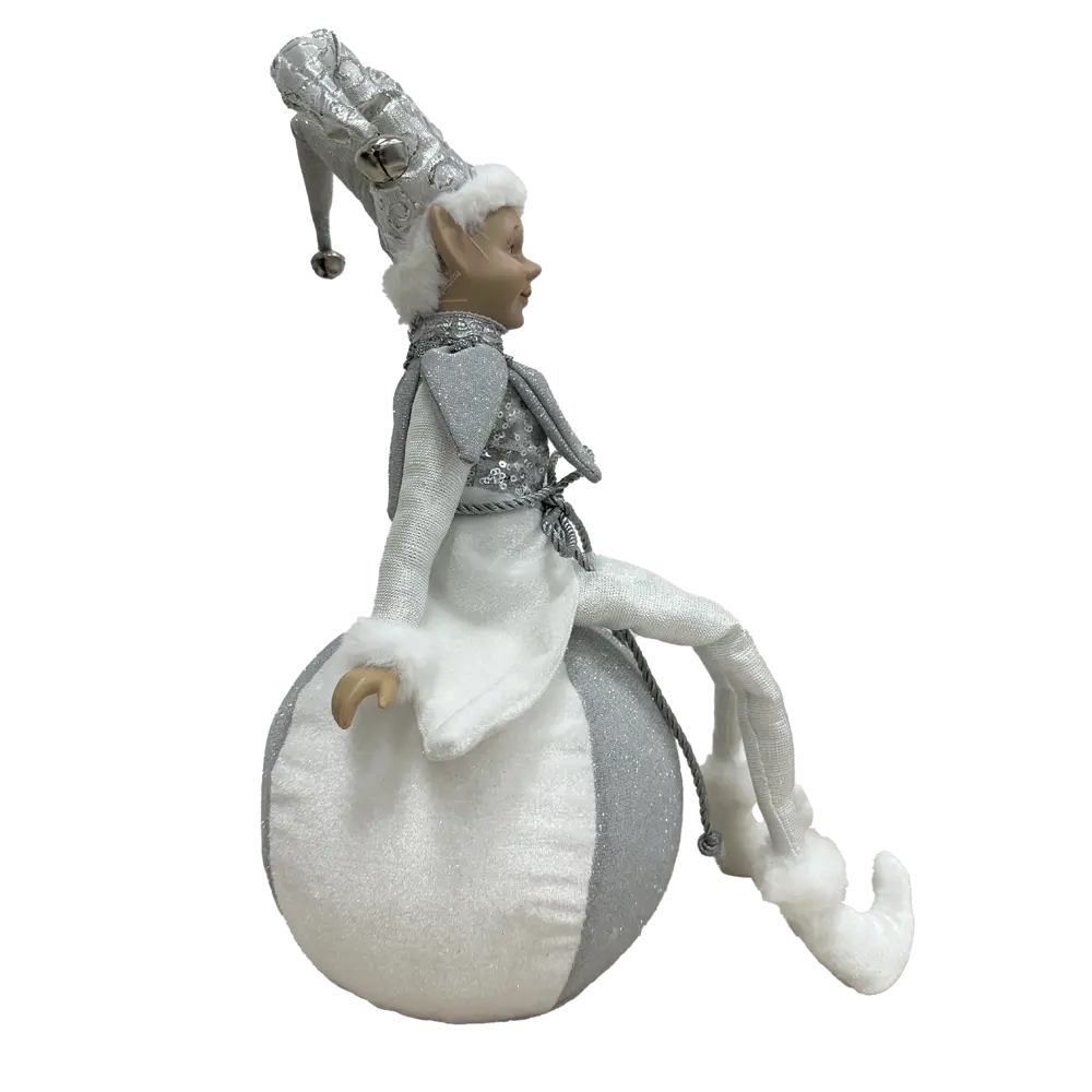 89381689 Декоративная фигура кукла Арлекин на шаре 40.5x20 см серебряный STLM-1407811 Santreyd Christmas - Вид №2