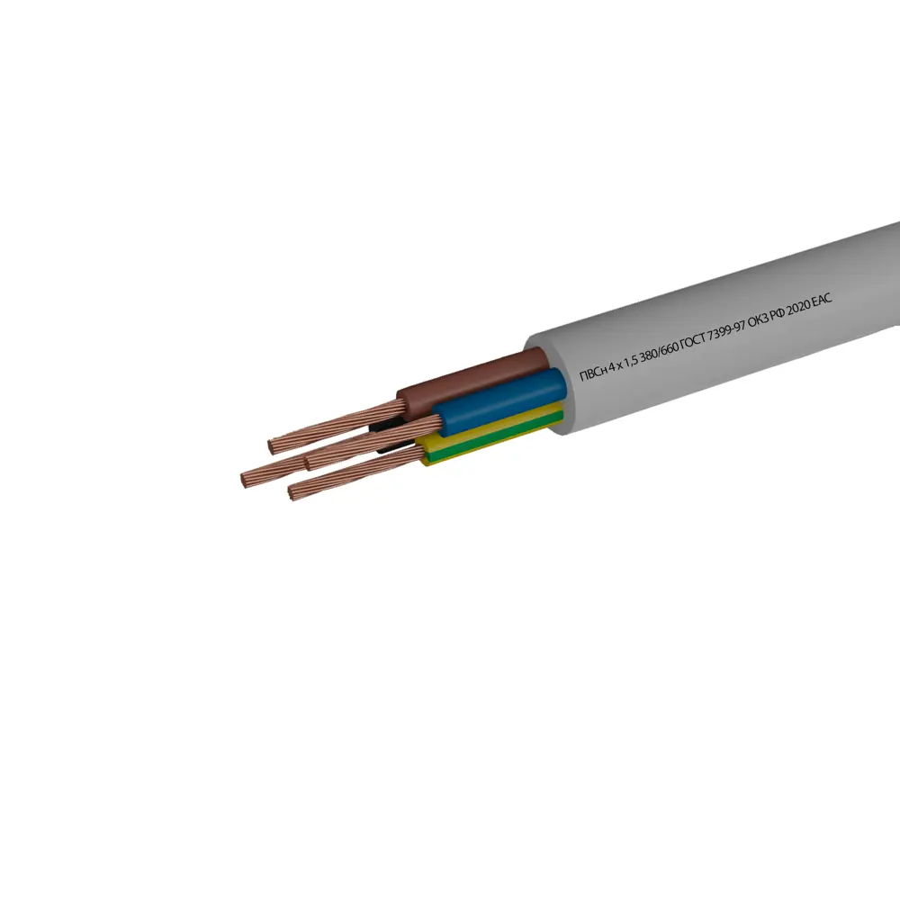 Провод Камит ПВС 4x1.5 мм 10 м ГОСТ цвет белый STLM-2171381