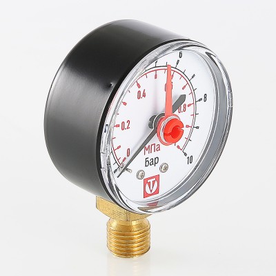 VT.TM50.D.02 Манометр с нижним подключением VT.TM50.D Valtec 50 мм, 1/4", 0-10 бар, нижнее подключение  - Вид №1