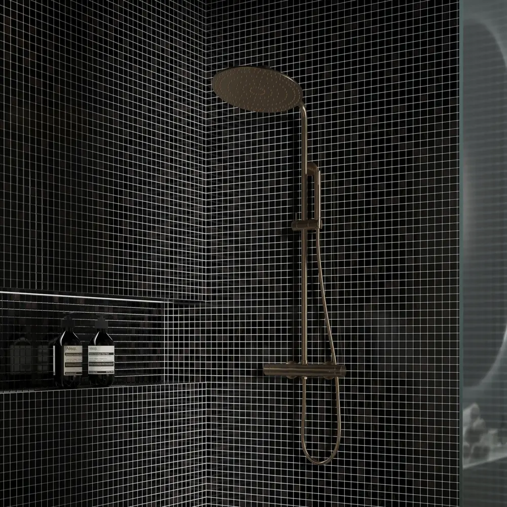 Стеклянная мозаика ARTENS Black 30×30 см для интерьера ванной 15093895 Clear STLM-0005417