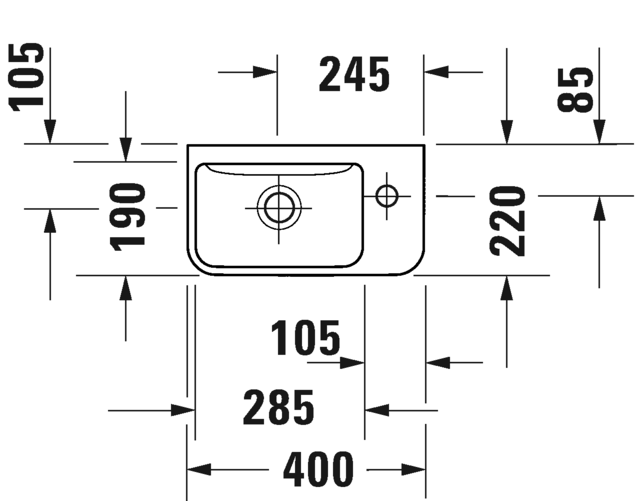 0717400000 Подвесная раковина настенная овальная Duravit ME BY STARCK - Вид №1