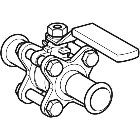 92107 Шаровой кран Geberit Mapress из нержавеющей стали с рукояткой, с двумя пресс-соединениями Geberit  - Вид №1