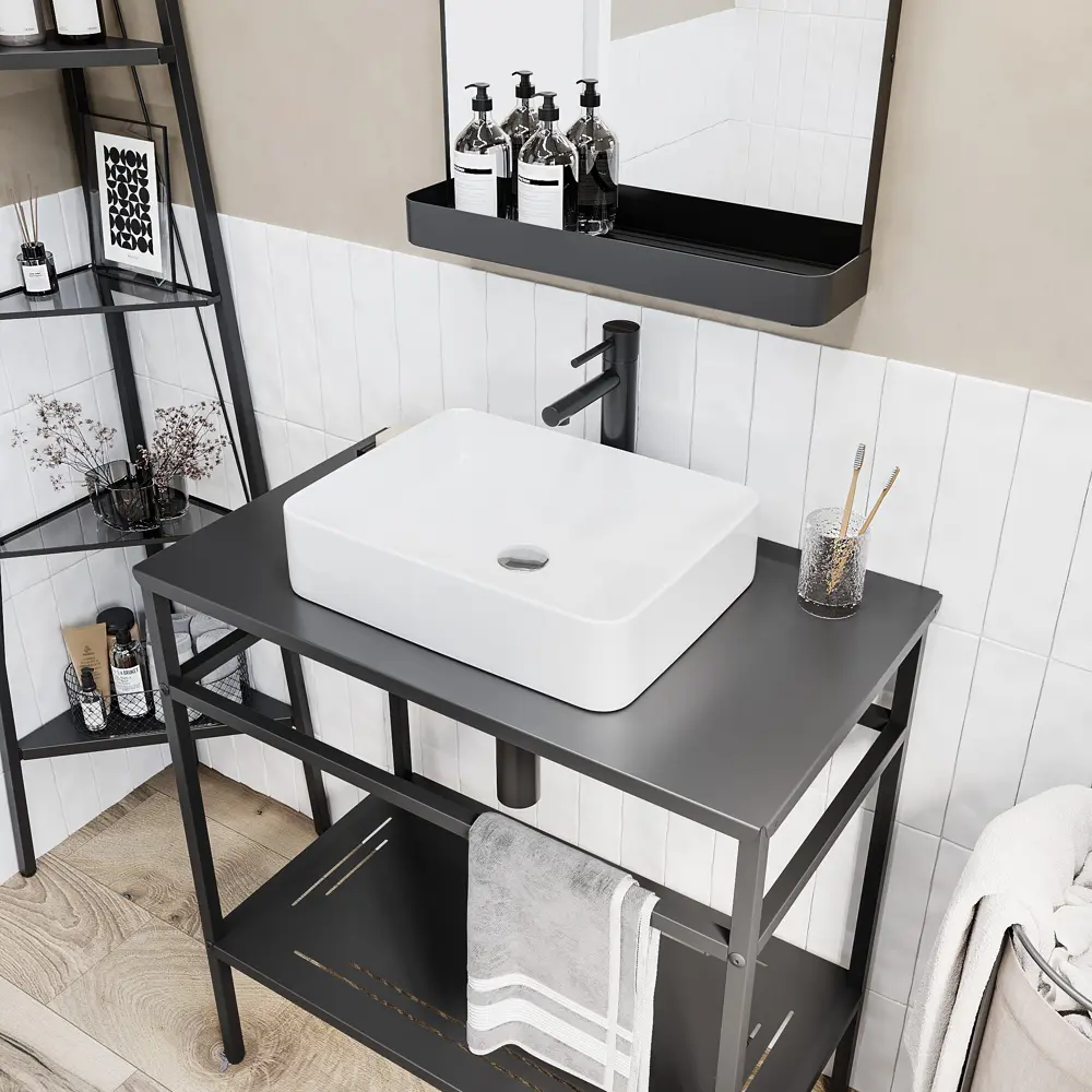 Столешница KONSENSA Бруклин для ванной 56×44 см - матовая сталь 89375187 STLM-1467695 - Вид №4