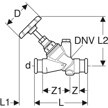 94884 Запорный вентиль Geberit Mapress угловой Geberit  - Вид №2