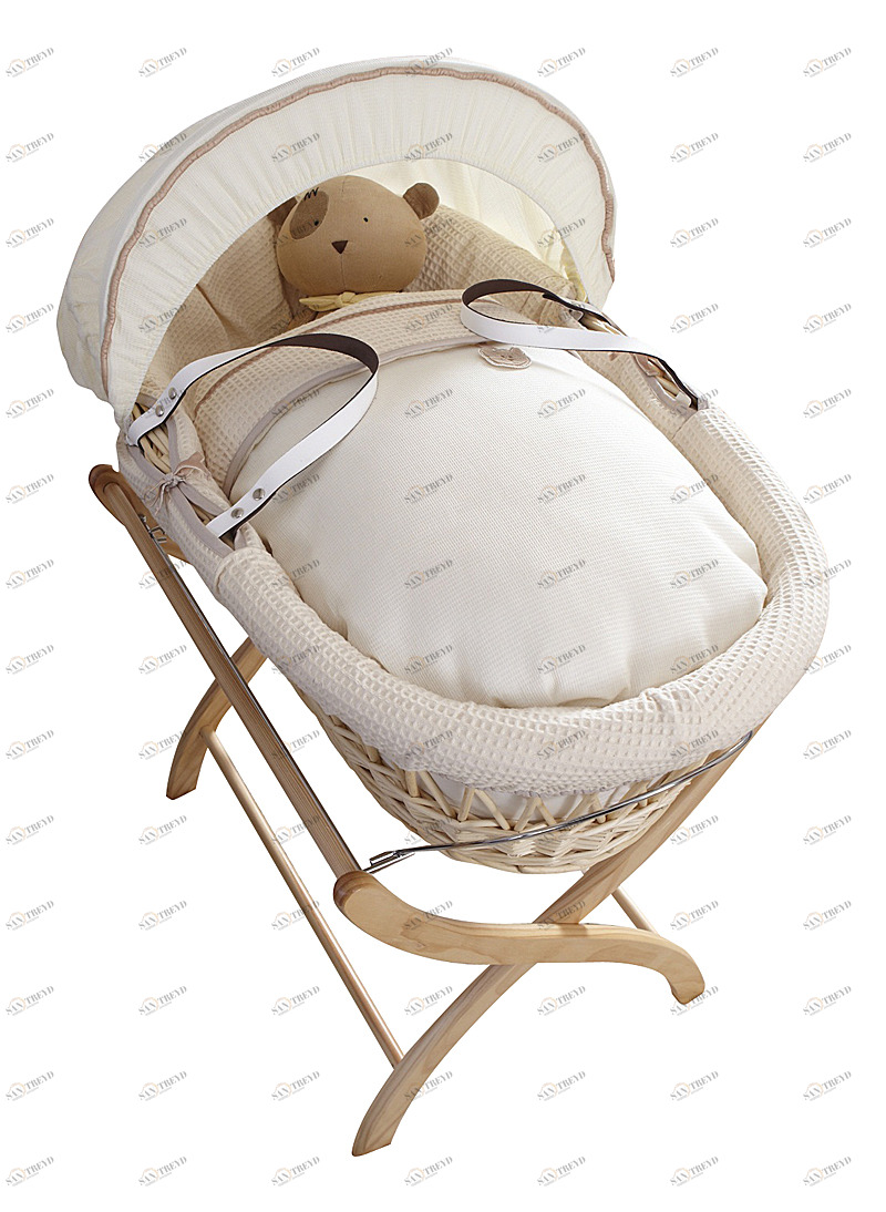 Колыбель-переноска Premium Moses Basket натуральная, кремовое белье MINIME ДИЗАЙНЕРСКИЕ 010103 Бежевый 