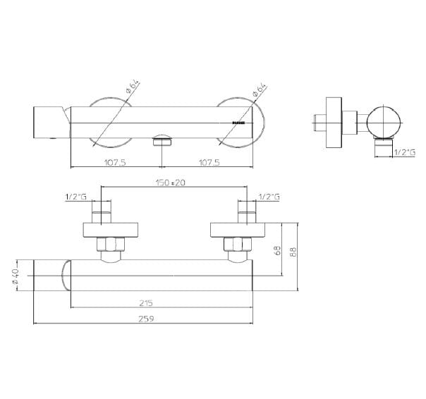 Смеситель для душа из хромированной латуни Bossini Teo ARCH-00087433 - Вид №2
