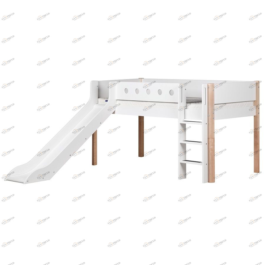 Кровать Flexa White с горкой, 190 см, белая лакированная 801731295