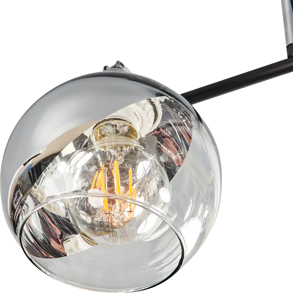 Люстра потолочная Присси 3 лампы, 9 м², цвет чёрный/хром СЕМЬ ОГНЕЙ STLM-2109912 - Вид №4