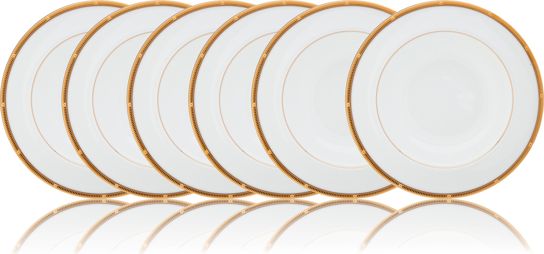 10665420 Noritake Набор из 6 тарелок суповых Noritake "Рочель,золотой кант" 21,5см Фарфор костяной 