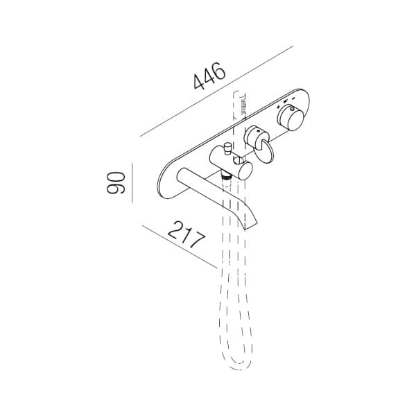 Латунный настенный смеситель для ванны с ручным душем Agape Limón ARCH-00010449 - Вид №1