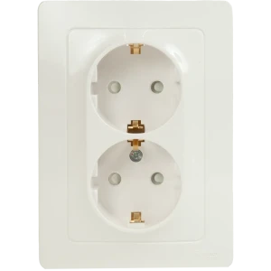 86728849 Розетка двойная встраиваемая Systeme Electric Blanca с заземлением со шторками цвет белый STLM-1422484