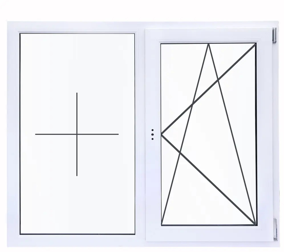Veka: Двустворчатое пластиковое окно 1200×1200 мм с двухкамерным стеклопакетом 83117302