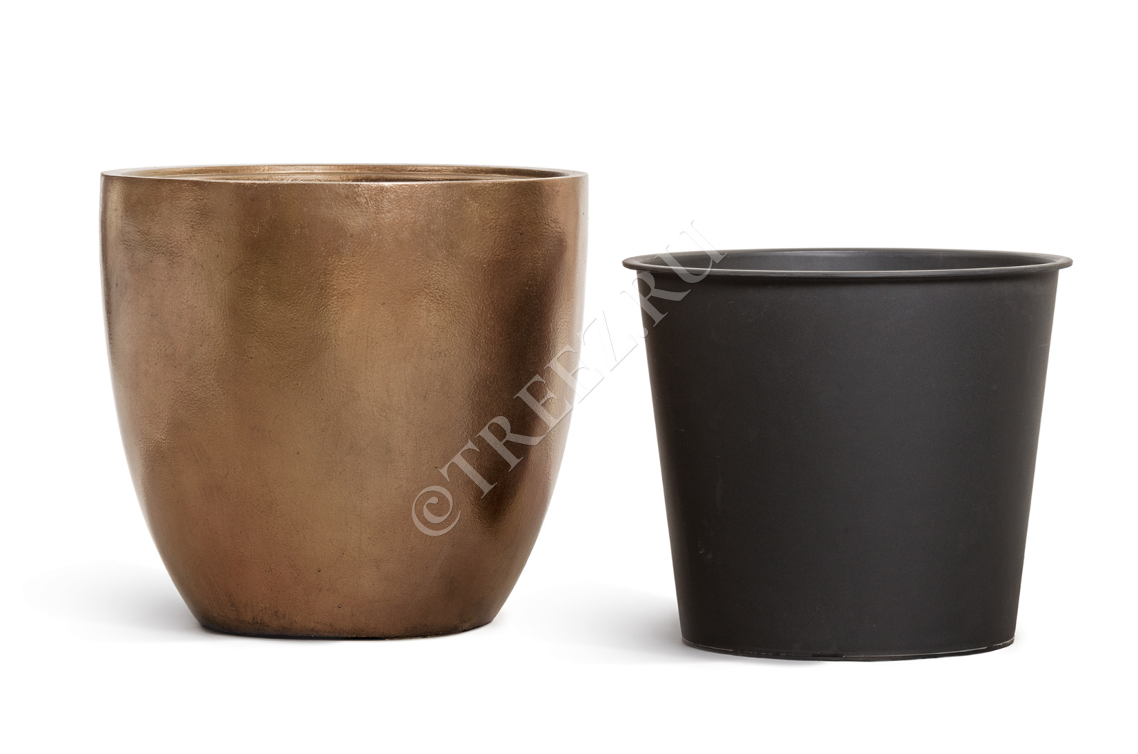 41.3320-04-031-BRS-30 Кашпо  Effectory - серия Metal - Округлый конус - Тёмное-матовое золото Цветочная коллекция  - Вид №2