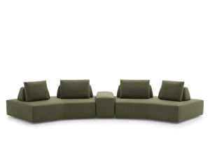 Изогнутый диван из ткани