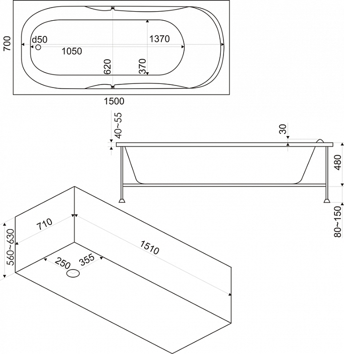 ЗВ00122 Ванна Bas Рио Santreyd - Вид №1
