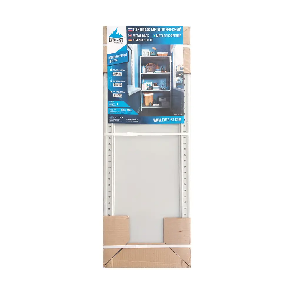Стеллаж металлический 4 полки 180x80x40 см цвет серый нагрузка 100 кг на полку 89348799 STLM-2203143 Everest  - Вид №4