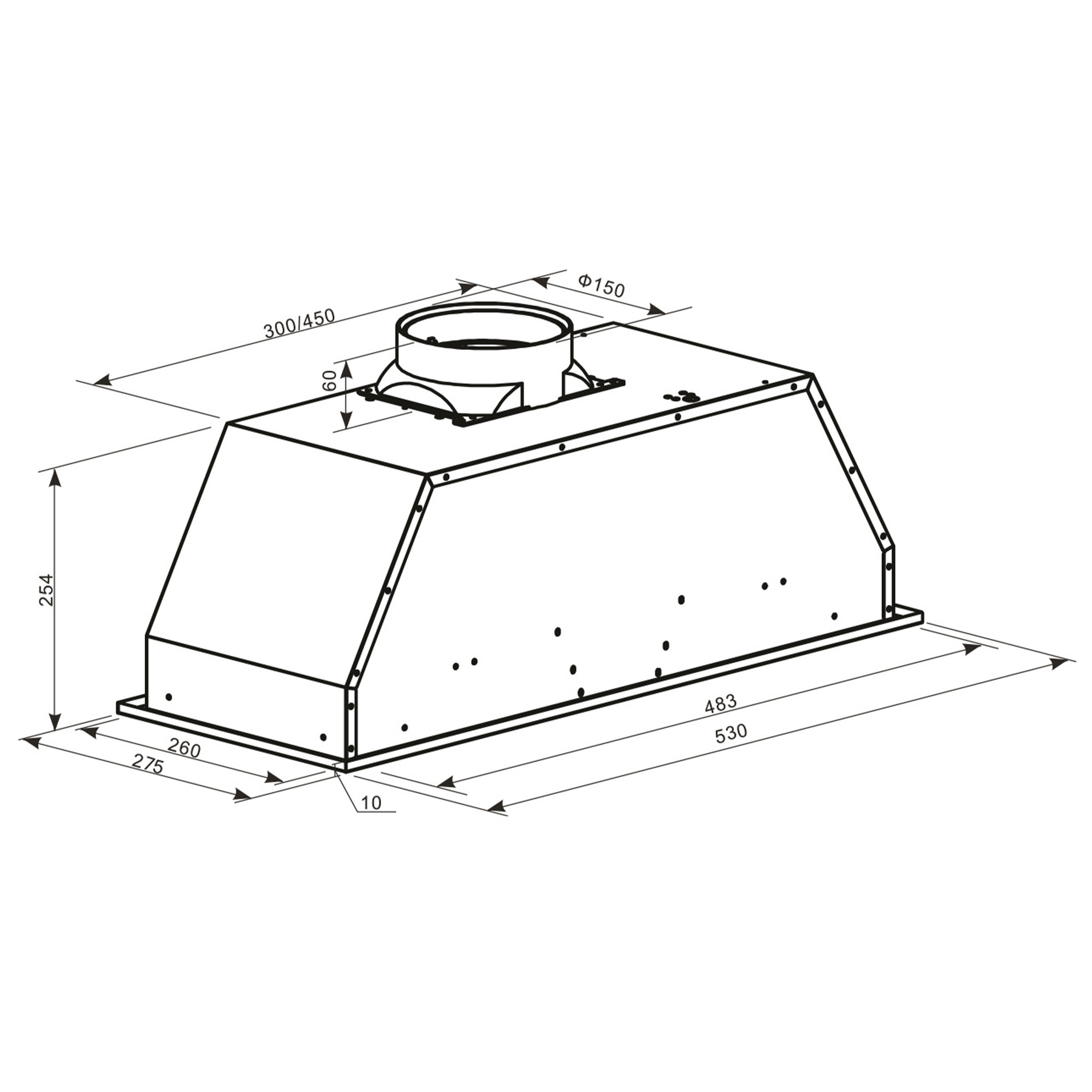 9136709 Вытяжка полновстраиваемая Оasis UNС-50B черный OASIS STDN-0040499 - Вид №9