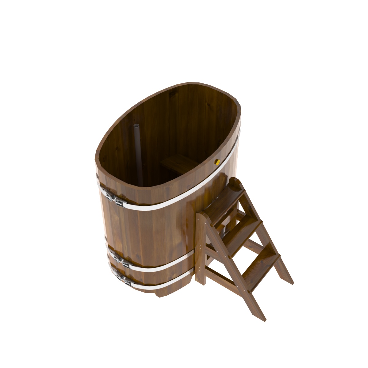 2261 Купель овальная из лиственницы Рустик 0,76х1,16х1,2 морёная Alyarus  - Вид №2