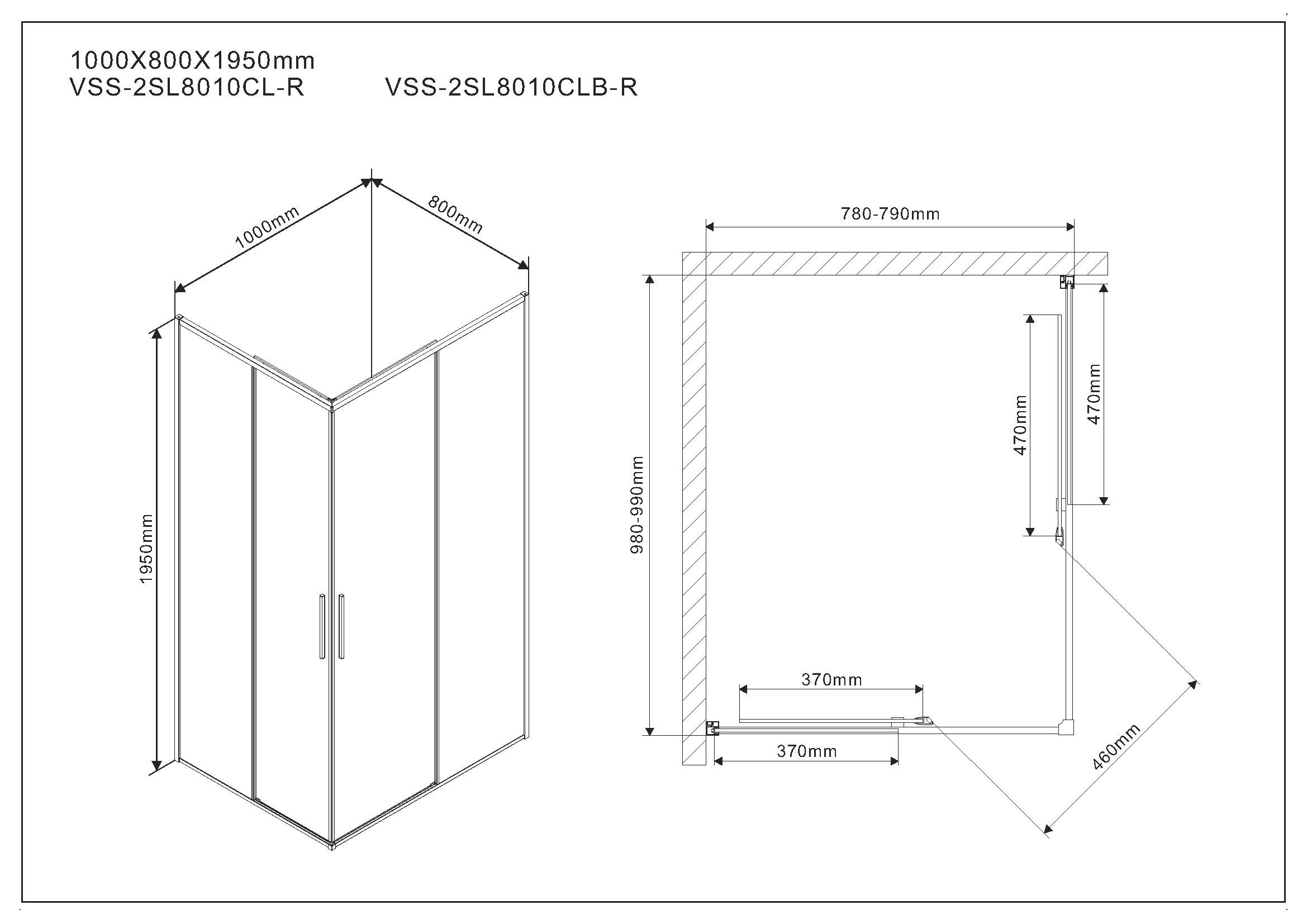 VSS-2SL8010CL-R Душевой уголок Vincea Slim Santreyd - Вид №4