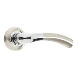 Ручки дверные на розетке Palladium A Brezza (20), алюминий, цвет матовый никель/гляневый хром