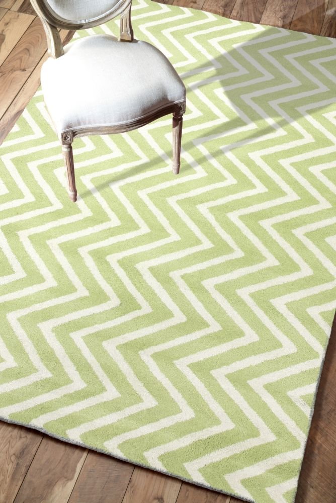 Ковер Zig Zag зелёный 300х400 DOLLY CAPRETS ДИЗАЙНЕРСКИЕ, ЗИГ ЗАГ 015210 Белый;зеленый  - Вид №1